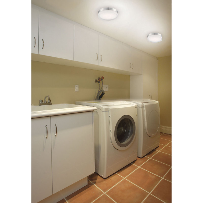 Pavillion Glass LED Flush Mount, Brushed Nickel, 3" H x 10.75" W x 10.75" D