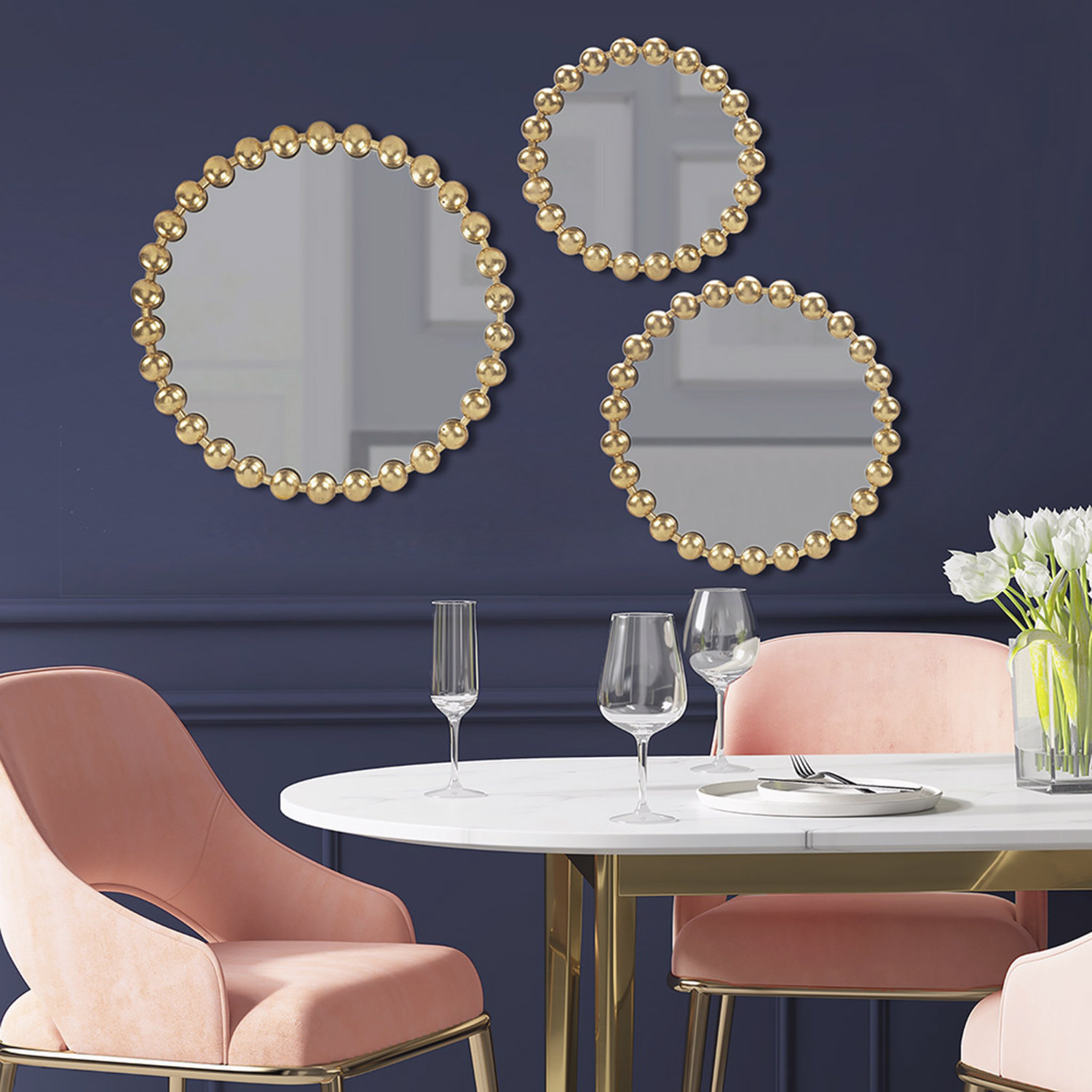 Everly Quinn Round Wall Mirror 3-piece set | Wayfair