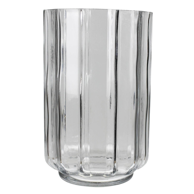 Vase cylindrique nervuré, verre - haut