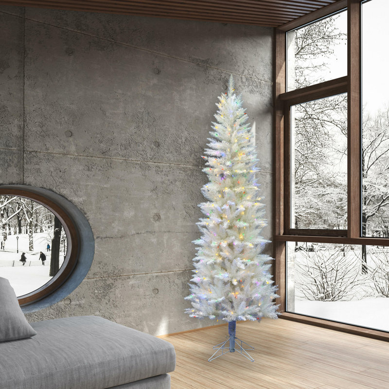 Dilan Sparkle White Spruce Artificial Christmas Tree, 6' H, Multi-colored LED
