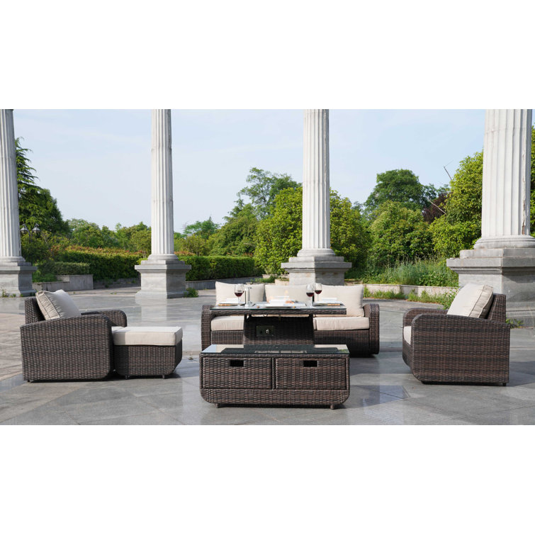 6 - Person Patio Conversation Sets with Cushions