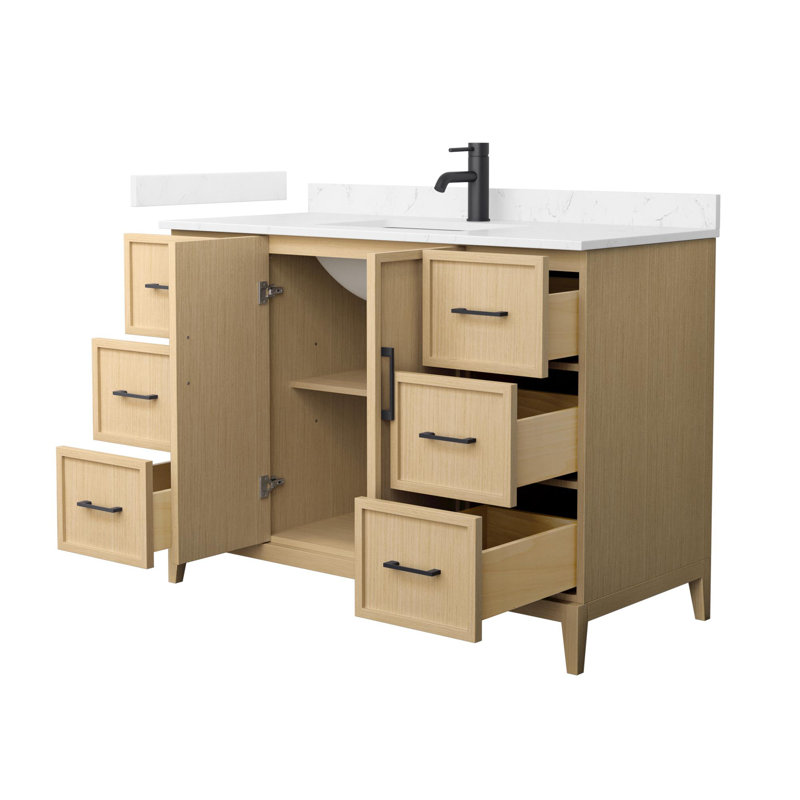 Elan 48'' W Vanity, Tan, Matte Black, White Cultured Marble