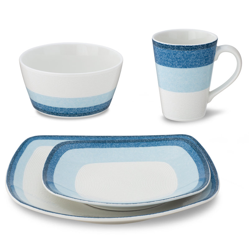 Noritake Colorscapes Layers Square 4-Piece Place Setting, Service for 1, Sky