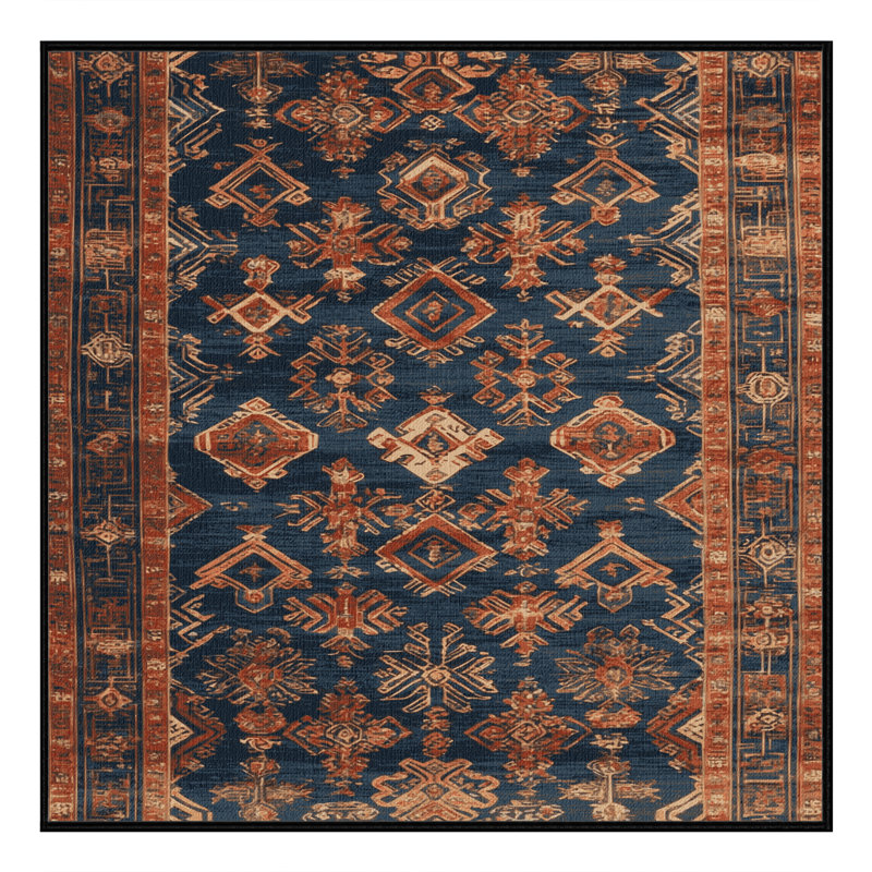 Tapis noir Art Deco lavable à la machine, Carré 7 pi