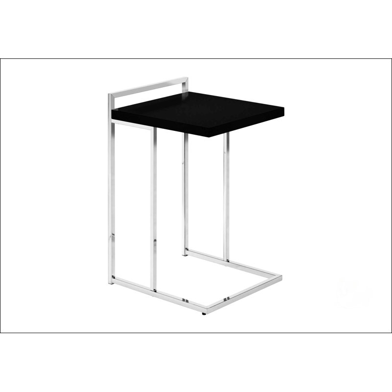 C-Shaped Accent Table With Metal Base, Black, White