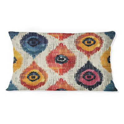 Coussin lombaire rétro rouge et noir géométrique I