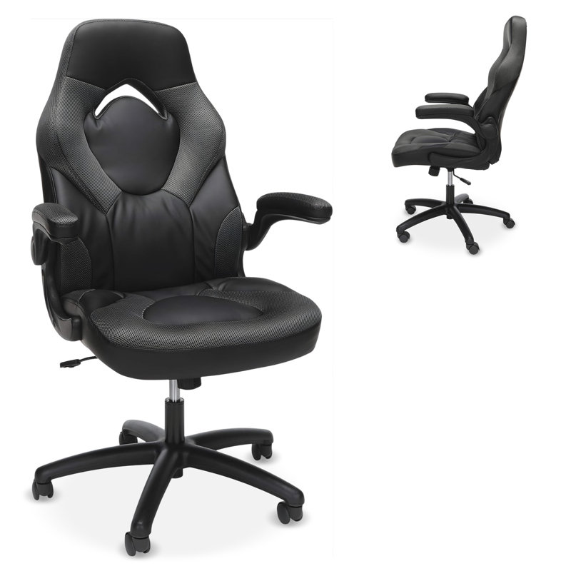 Fauteuil de jeu ergonomique pour adultes RESPAWN 3085, siège de bureau à haut dossier avec appui-tête et accoudoirs rabattables, siège de jeu en cuir de style course avec support lombaire, siège de bureau d'ordinateur de jeu vidéo