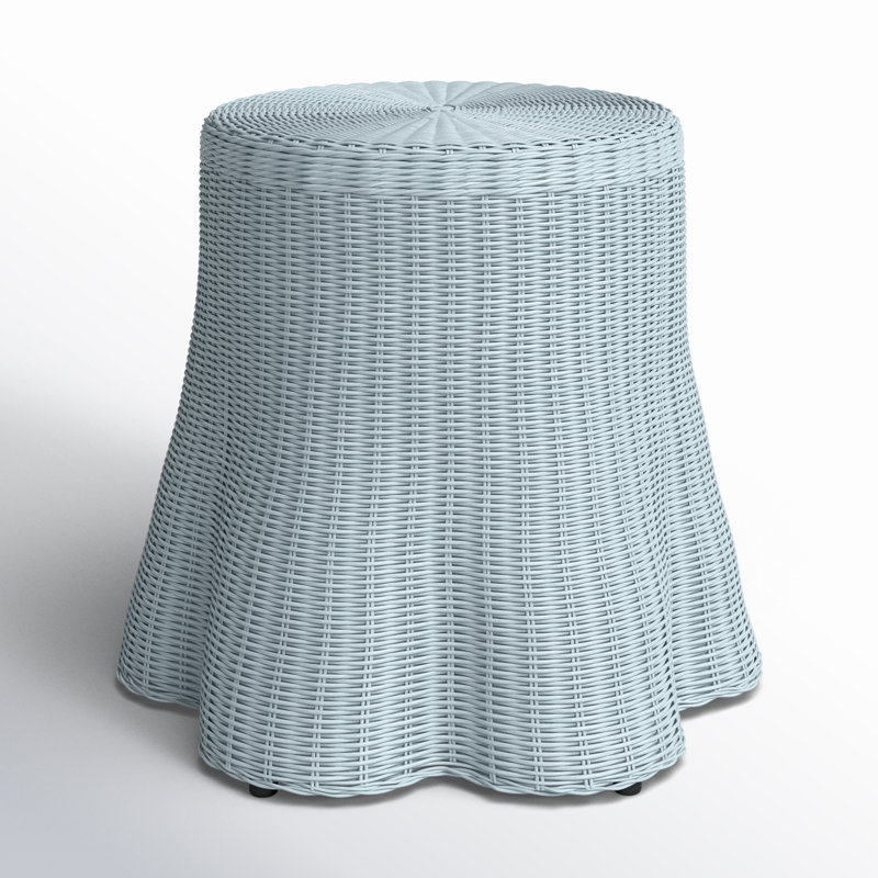 Cabo Woven Rattan End Table, Blue