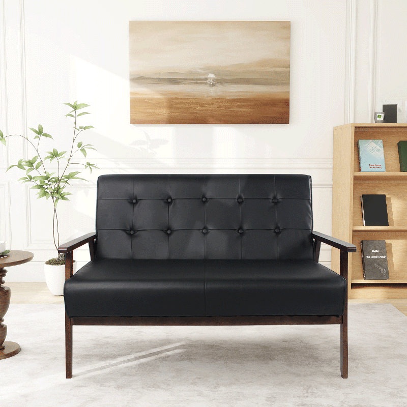 Dilkush Upholstered 50.98'' Loveseat, Black