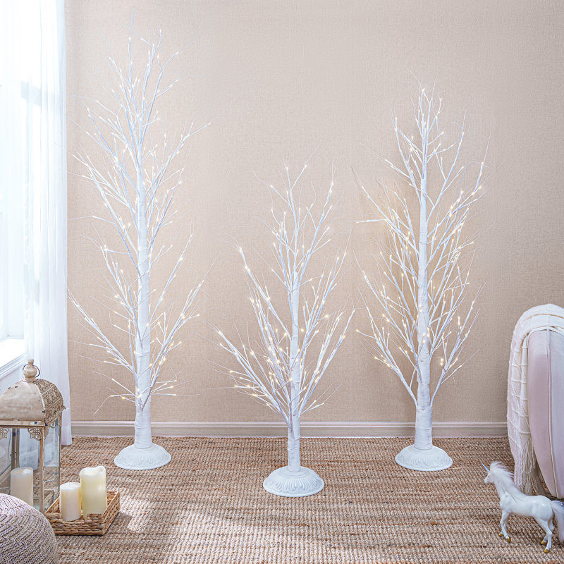 Birch 48' Traditional Christmas Tree with LED Lights and Remote Control, Christmas Tree