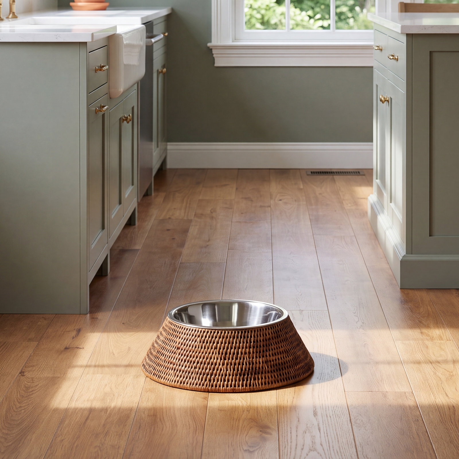 Amos 34oz Rattan Woven Pet Bowl