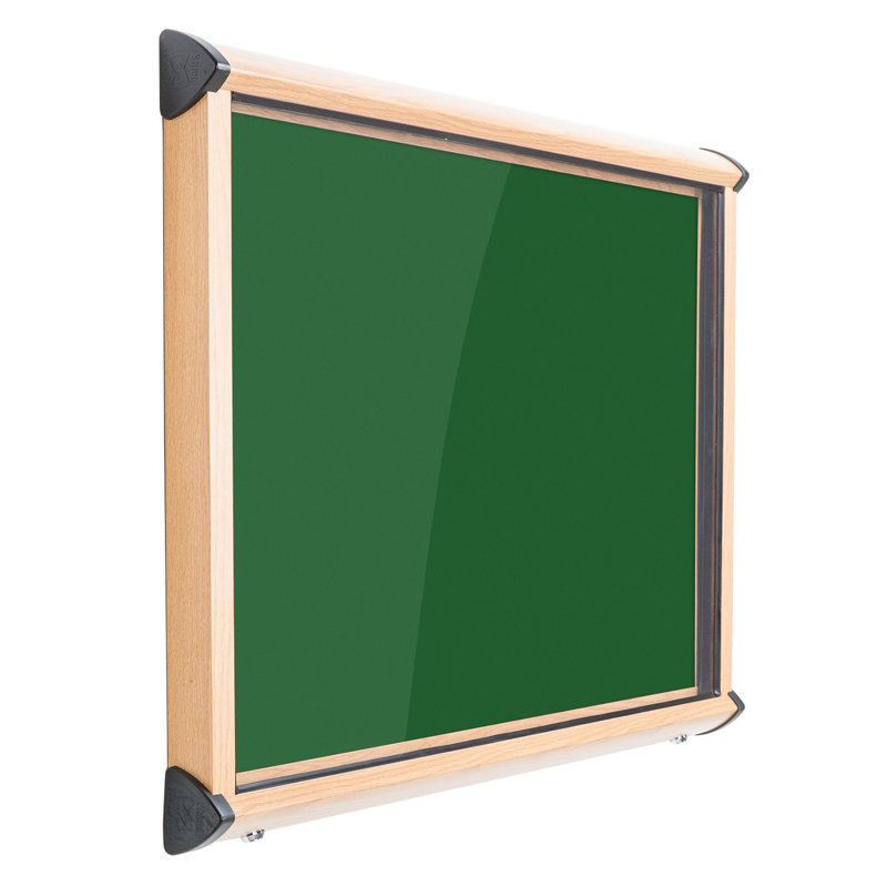 Shield Wood Effect Exterior Showcases Wall Mounted Bulletin Board, 57.5cm H x 71.2cm W, Emerald