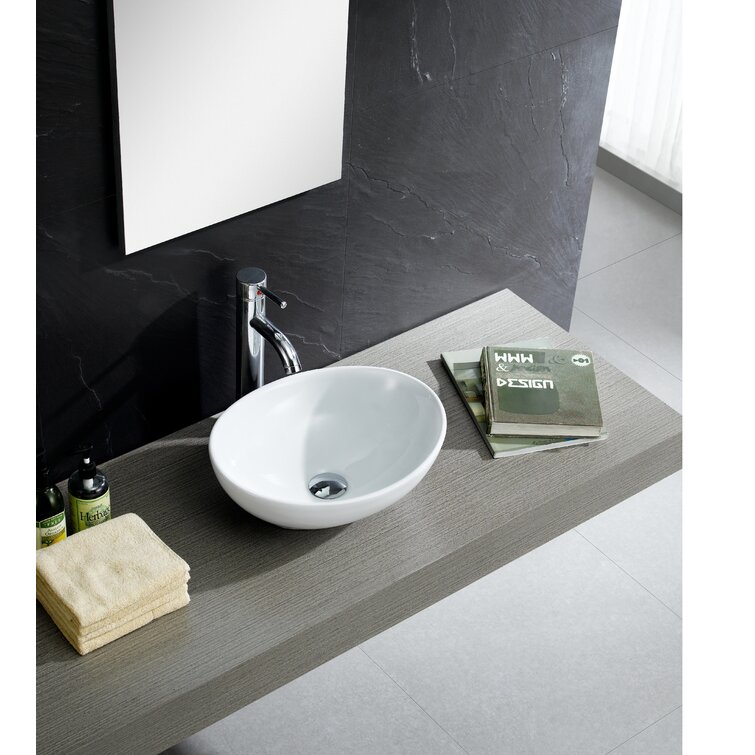 Fine Fixtures Modern Ceramic Oval Vessel Bathroom Sink with Overflow &  Reviews