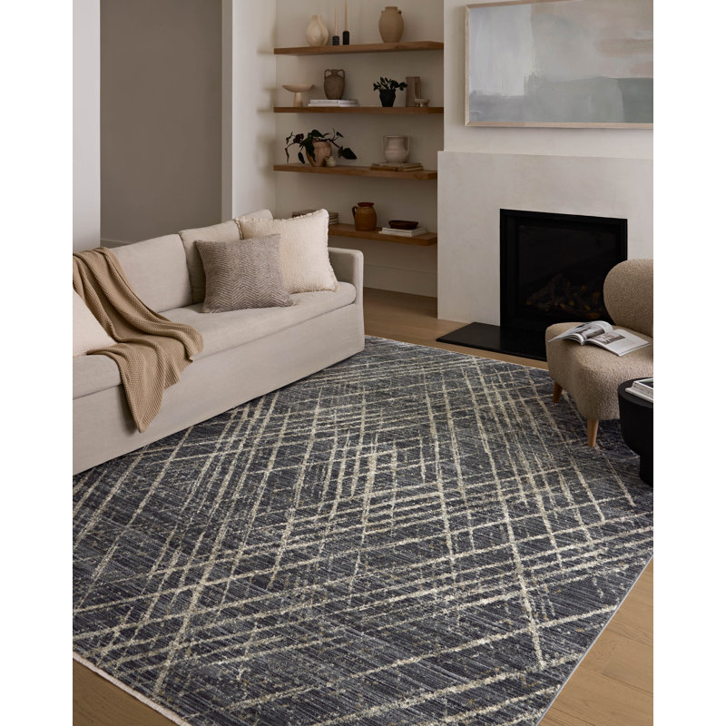 Tapis minuit / beige Marlia, Tapis de couloir 2 pi 6 po x 14 pi
