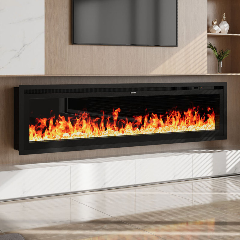 Metro Lane 186 cm W Black Electric Fireplace with 5120 BTU