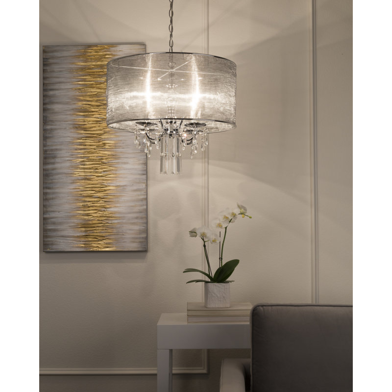 Lustre cylindrique à 4 lumières avec détails Danis