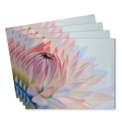 Lotus Pastel Flower Polyester Placemats Set of 4 | Home Decor