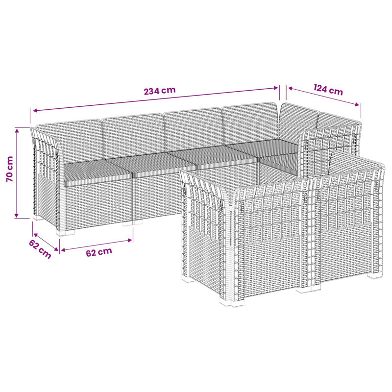 234 cm W Patio Sofa, White
