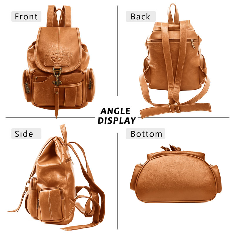 Sac à dos en cuir Pu, Brun