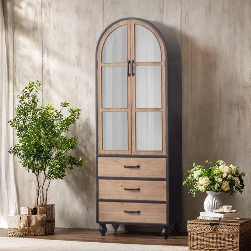 Arched bookcase with drawers