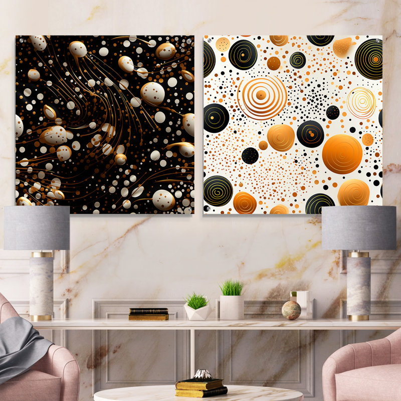 Claytie - Ensemble de 2 peintures murales abstraites en acrylique, H 16 po x l 33 po