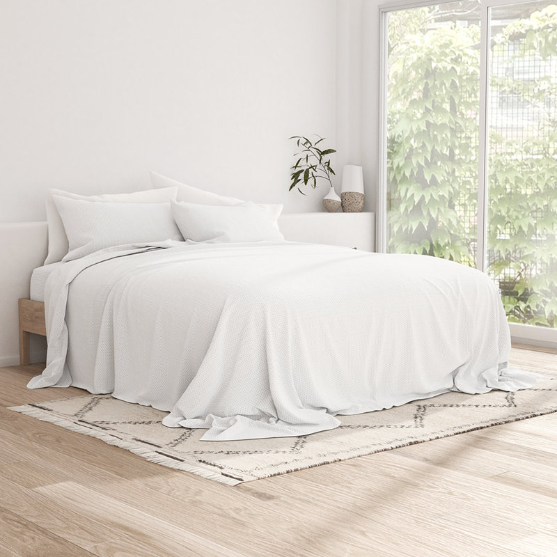 Sheet Set Solid Microfiber Ultra Soft Bedding, Twin Sheet Set with 1 Pillowcase, Light Gray Dots