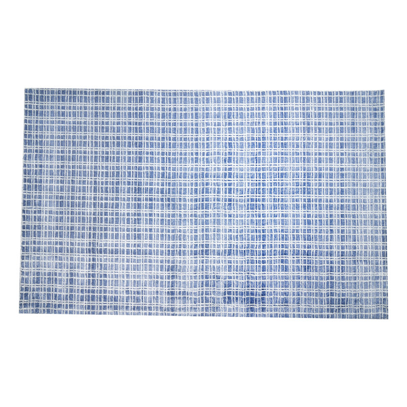 Tapis tissé à la main | Tapis en laine et bambou en soie moderne | Tapis d'intérieur bleu clair de 9 mm d'épaisseur