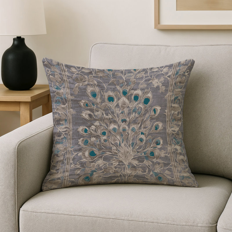 Coussin décoratif intérieur et extérieur Modern, Gris abstrait 137, Carré 16 po
