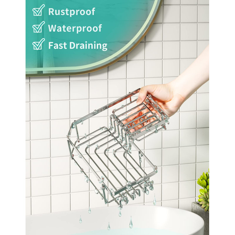Newcastle Adhesive Stainless Steel Shower Shelf, Silver