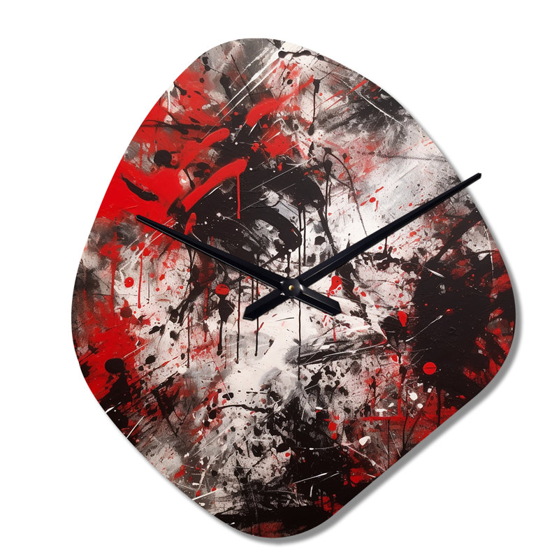 Abstrait graffiti - horloge murale asymétrique en métal, impression de forme unique verte, Grand