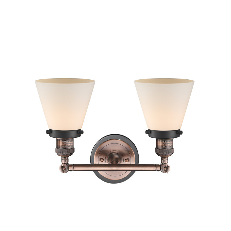 2 - Light Dimmable Vanity Light, Antique Copper/Matte Black, Matte White