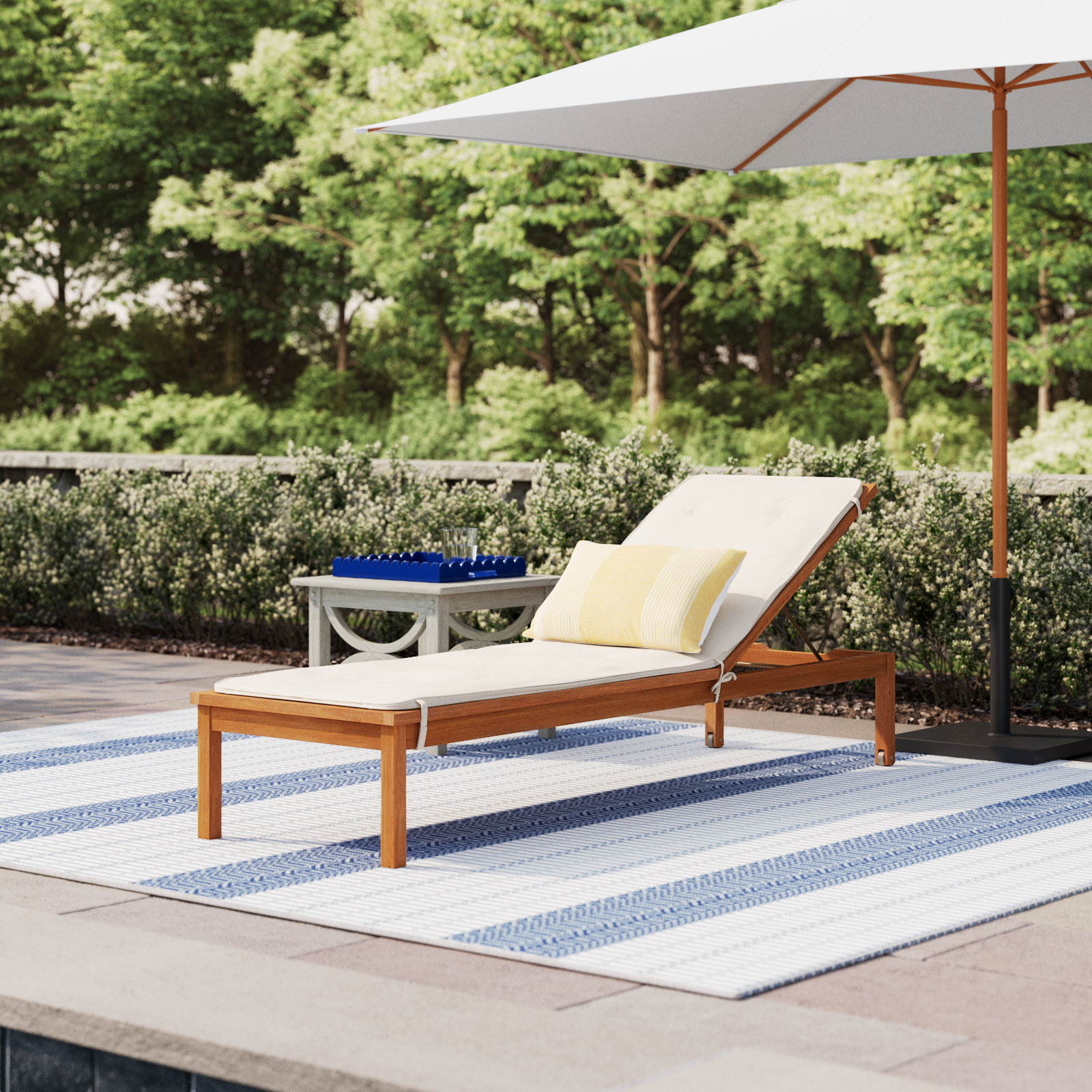 Beckton 23.5'' Outdoor Eucalyptus Chaise Lounge