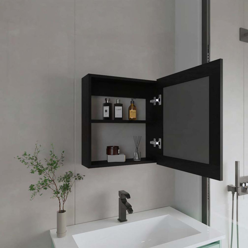 Pharmacie avec porte et miroir inclus, Noir
