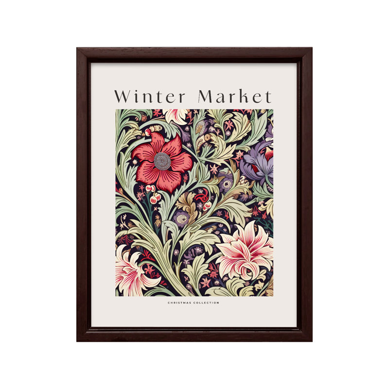 Marché d'hiver, Canvas, 08"H x 10"W, Brown Framed