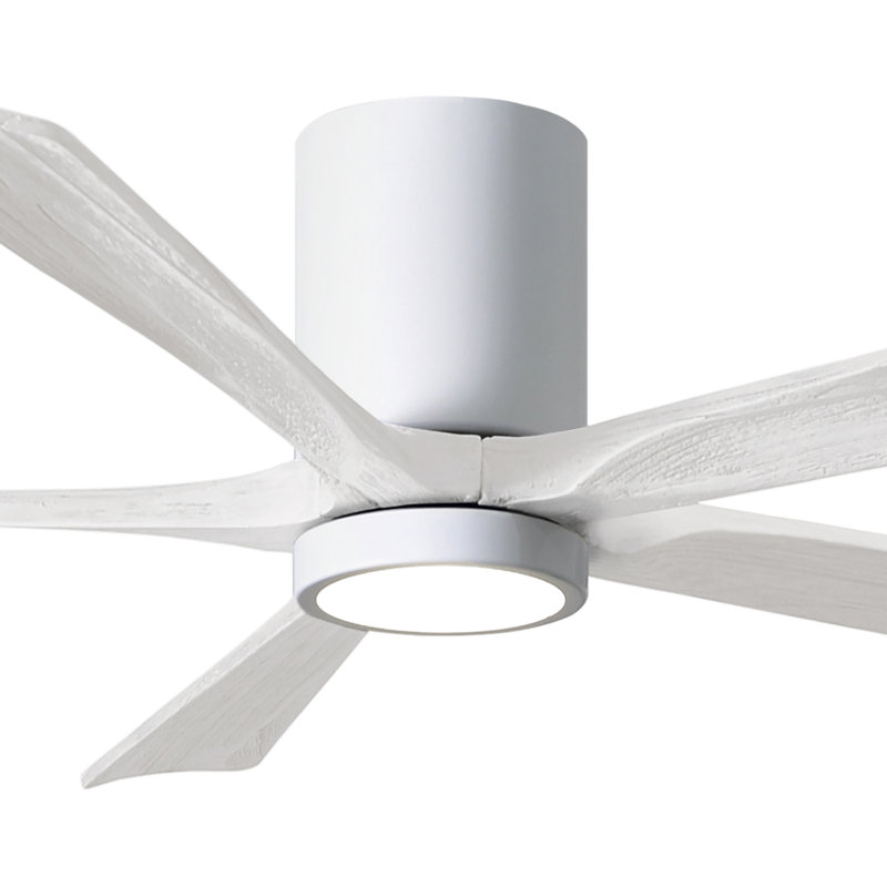 Ventilateur de plafond à 5 pales DEL avec ensemble d'éclairage inclus Irene, Blanc brillant, 60", Blanc mat