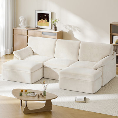 2.4m Sofa 3-Seater Chenille Foam Modular Sectional Sofa