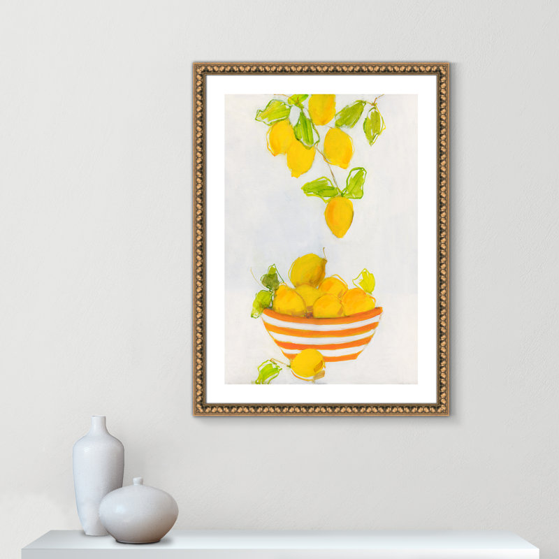 Lemonlicious by Sally Swatland, Gold Bead Framed Paper, 35.5" H x 25.5" W x 1.13" D