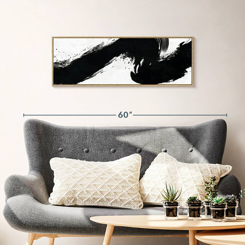 Coup abstrait, Cadre flottant en bois naturel, 37 po x 13 po