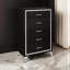 Commode haute Sami 49 po, 5 tiroirs, garniture de miroir, texture en relief, noir-1931477832