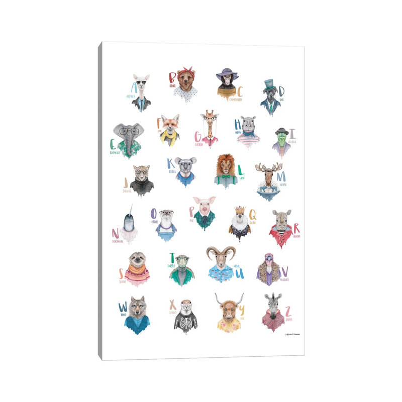 Animal Alphabet Poster by Rachel Nieman - Wrapped Canvas Gallery-Wrapped Canvas Giclée, 20.32 cm H x 30.48 cm W