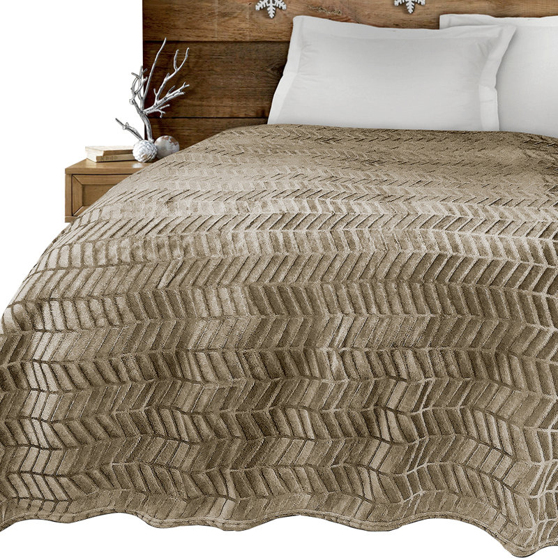  Couverture en peluche gaufrée, Double/grand, Taupe