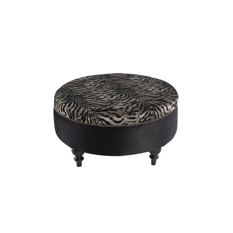 Repose-pieds noir rond avec imprimé animal 35 po Gaze