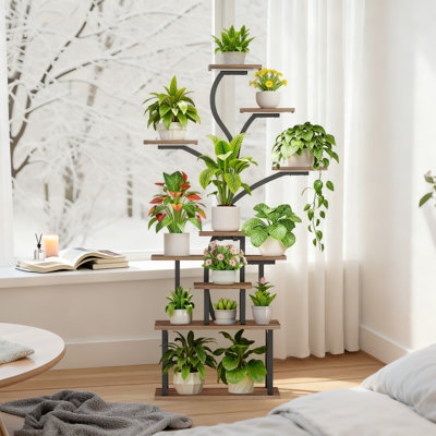 10-Tier Indoor Plant Stand With Grow Lights, 65-Inch Tall Corner Plant Shelf For Multiple Plants, Adjustable Full-Spectrum Lighting For Home, Balcony,