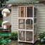 Enclos extérieur vertical portatif pour chats avec fenêtre d'accès, 5 plateformes, griffoir et balle à jouer, roulettes pour patios et balcons.