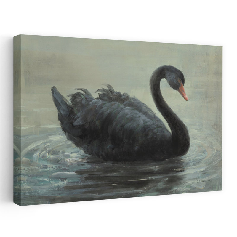 Oiseau contemporain, cygne nageant, art animalier, H 36 po x l 24 po