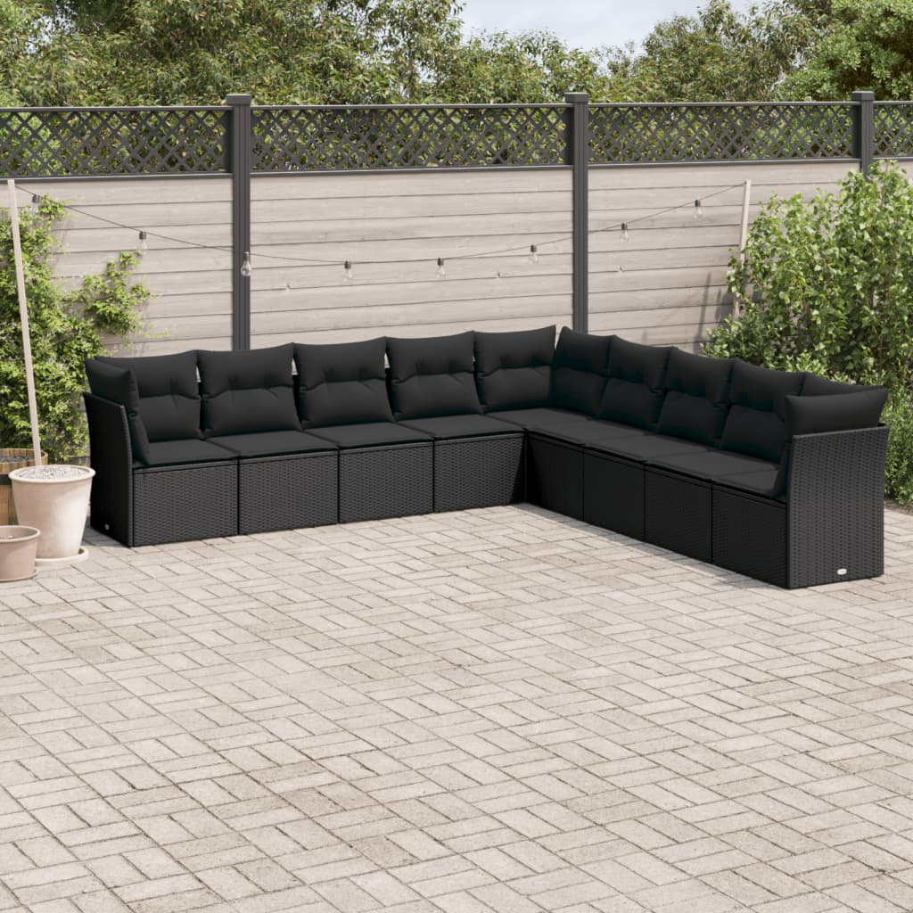 Vidaxl 9-Tlg. Garten-Sofagarnitur Mit Kissen Poly Rattan