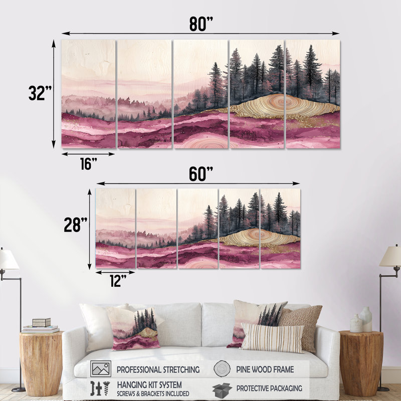 Ruby Crystal Lake Into The Pine Forest II - Lake Wall Decor - art mural maison de Lake Ho, H 28 po x l 60 po, 5