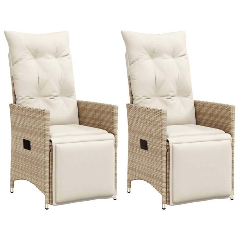 Ensemble de 2 chaises de jardin inclinables, Beige, Beige
