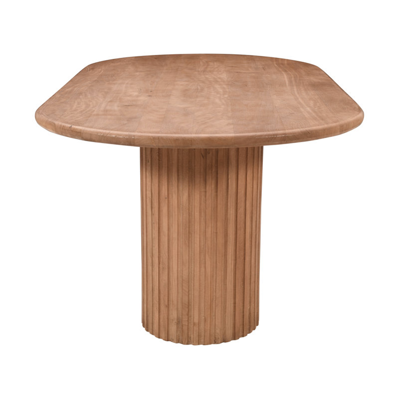 Breck 84" Brown Solid Wood Mid-Century Modern Dining Table