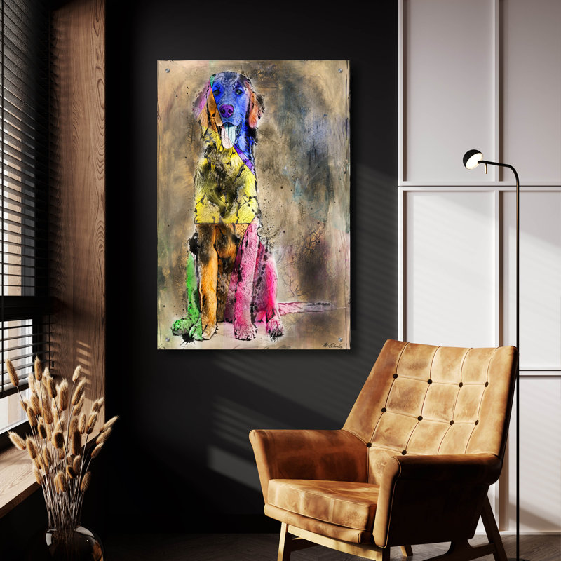 Art mural en verre Winston Porter «Happy No. 1» par Marta Wiley, H 36 po x l 24 po x P 0,2 po